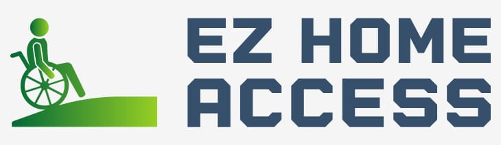 A blue and white logo for ez home accents.